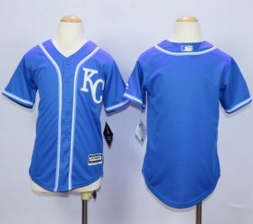Wholesale Cheap Royals Blank Blue Cool Base Stitched Youth MLB Jersey