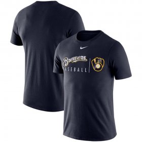 Wholesale Cheap Milwaukee Brewers Nike MLB Team Logo Practice T-Shirt Navy