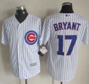 Wholesale Cheap Cubs #17 Kris Bryant White Strip New Cool Base Stitched MLB Jersey