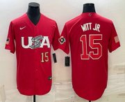 Cheap Mens USA Baseball #15 Bobby Witt Jr Number 2023 Red World Baseball Classic Stitched Jersey