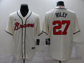 Wholesale Cheap Men\'s Atlanta Braves #27 Austin Riley Cream Stitched MLB Cool Base Nike Jersey