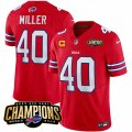 Cheap Men's Buffalo Bills #40 Von Miller Red 2023 F.U.S.E. AFC East Champions With 4-star C Ptach Football Stitched Jersey