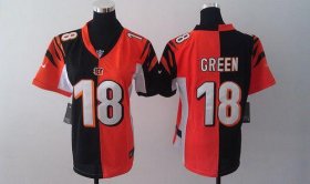 Wholesale Cheap Nike Bengals #18 A.J. Green Orange/Black Women\'s Stitched NFL Elite Split Jersey