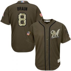 Wholesale Cheap Brewers #8 Ryan Braun Green Salute to Service Stitched MLB Jersey