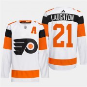 Cheap Men's Philadelphia Flyers #21 Scott Laughton White 2024 Stadium Series Stitched Jersey