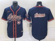 Wholesale Cheap Men's Houston Astros Navy Team Big Logo With Patch Cool Base Stitched Baseball Jersey3