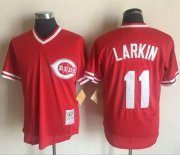 Wholesale Cheap Mitchell And Ness Reds #11 Barry Larkin Red Throwback Stitched MLB Jersey