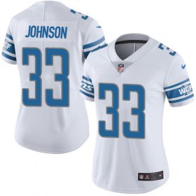 Wholesale Cheap Nike Lions #33 Kerryon Johnson White Women\'s Stitched NFL Vapor Untouchable Limited Jersey
