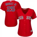 Wholesale Cheap Red Sox #25 Jackie Bradley Jr Red Alternate Women's Stitched MLB Jersey