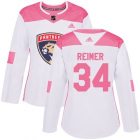 Wholesale Cheap Adidas Panthers #34 James Reimer White/Pink Authentic Fashion Women\'s Stitched NHL Jersey