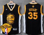 Wholesale Cheap Men's Warriors #35 Kevin Durant Black White 2017 The Finals Patch Stitched NBA Jersey