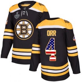 Wholesale Cheap Adidas Bruins #4 Bobby Orr Black Home Authentic USA Flag Stanley Cup Final Bound Stitched NHL Jersey