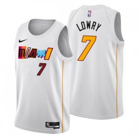 Wholesale Cheap Men\'s Miami Heat #7 Kyle Lowry 2022-23 White City Edition Stitched Jersey