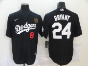 Wholesale Cheap Men's Los Angeles Dodgers #8 #24 Kobe Bryant Black KB Patch Stitched MLB Cool Base Nike Jersey
