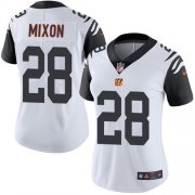Wholesale Cheap Nike Bengals #28 Joe Mixon White Women's Stitched NFL Limited Rush Jersey