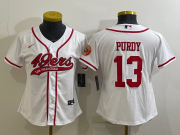 Wholesale Cheap Women's San Francisco 49ers #13 Brock Purdy White With Patch Cool Base Stitched Baseball Jersey