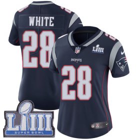 Wholesale Cheap Nike Patriots #28 James White Navy Blue Team Color Super Bowl LIII Bound Women\'s Stitched NFL Vapor Untouchable Limited Jersey