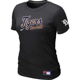 Wholesale Cheap Women\'s Detroit Tigers Nike Short Sleeve Practice MLB T-Shirt Black