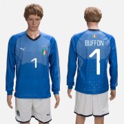 Wholesale Cheap Italy #1 Buffon Blue Home Long Sleeves Soccer Country Jersey