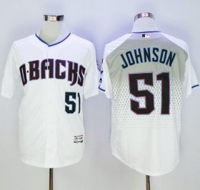 Wholesale Cheap Diamondbacks #51 Randy Johnson White/Capri New Cool Base Stitched MLB Jersey