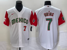 Wholesale Cheap Men\'s Mexico Baseball #7 Julio Urias Number 2023 White Red World Classic Stitched Jersey52