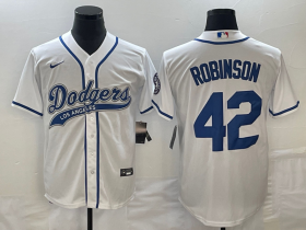 Wholesale Cheap Men\'s Los Angeles Dodgers #42 Jackie Robinson White With Patch Cool Base Stitched Baseball Jersey