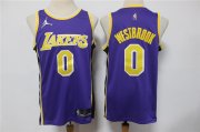 Wholesale Cheap Men's Los Angeles Lakers #0 Russell Westbrook Purple Jordan 75th Anniversary Diamond 2021 Stitched Jersey