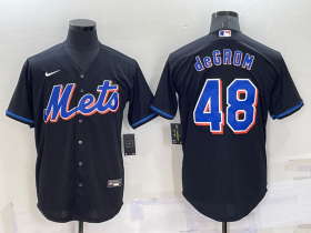 Wholesale Men\'s New York Mets #48 Jacob deGrom Black Stitched MLB Cool Base Nike Jersey