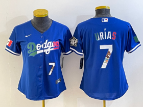 Wholesale Cheap Women\'s Los Angeles Dodgers #7 Julio Urias Blue 2020 World Series Cool Base Nike Jersey6