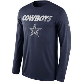 Wholesale Cheap Men\'s Dallas Cowboys Nike Navy Legend Staff Practice Long Sleeves Performance T-Shirt
