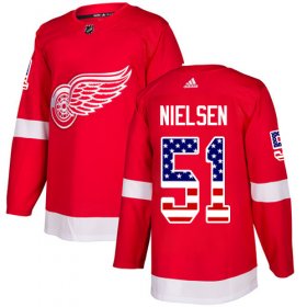 Wholesale Cheap Adidas Red Wings #51 Frans Nielsen Red Home Authentic USA Flag Stitched NHL Jersey