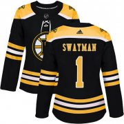Wholesale Cheap Women's Boston Bruins #1 Jeremy Swayman Adidas Authentic Home Jersey - Black