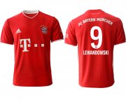 Wholesale Cheap Men 2020-2021 club Bayern Munchen home aaa version 9 red Soccer Jerseys