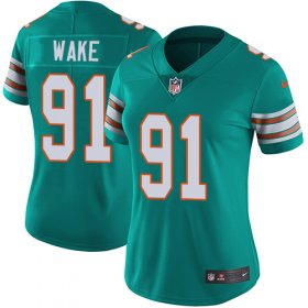 Wholesale Cheap Nike Dolphins #91 Cameron Wake Aqua Green Alternate Women\'s Stitched NFL Vapor Untouchable Limited Jersey