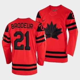Wholesale Cheap Men\'s Canada Hockey Martin Brodeur Red 2022 Winter Olympic #21 Gold Winner Jersey