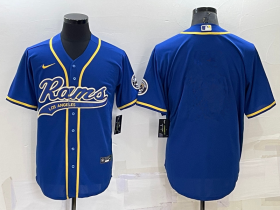 Wholesale Men\'s Los Angeles Rams Blank Blue Stitched MLB Cool Base Nike Baseball Jersey