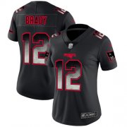 Wholesale Cheap Nike Patriots #12 Tom Brady Black Women's Stitched NFL Vapor Untouchable Limited Smoke Fashion Jersey