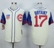 Wholesale Cheap Cubs #17 Kris Bryant Cream/Blue 1942 Turn Back The Clock Stitched MLB Jersey