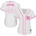Wholesale Cheap Yankees #44 Reggie Jackson White/Pink Fashion Women's Stitched MLB Jersey