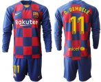 Wholesale Cheap Barcelona #11 O.Dembele Home Long Sleeves Soccer Club Jersey
