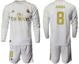 Wholesale Cheap Real Madrid #8 Kroos White Home Long Sleeves Soccer Club Jersey