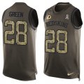 Wholesale Cheap Nike Redskins #28 Darrell Green Green Men's Stitched NFL Limited Salute To Service Tank Top Jersey