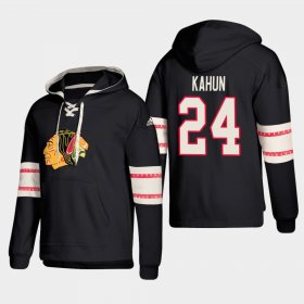 Wholesale Cheap Chicago Blackhawks #24 Dominik Kahun Black adidas Lace-Up Pullover Hoodie