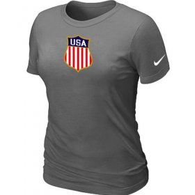 Wholesale Cheap Women\'s Nike Team USA Hockey Winter Olympics KO Collection Locker Room T-Shirt Dark Grey