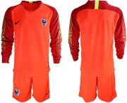 Wholesale Cheap France Blank Red Goalkeeper Long Sleeves Soccer Country Jersey