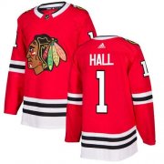 Wholesale Cheap Adidas Blackhawks #1 Glenn Hall Red Home Authentic Stitched NHL Jersey