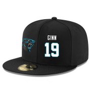 Wholesale Cheap Carolina Panthers #19 Ted Ginn Jr Snapback Cap NFL Player Black with White Number Stitched Hat