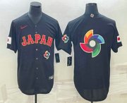 Cheap Men's Japan Baseball 2023 Black World Big Logo With Patch Classic Stitched Jerseys