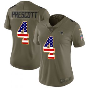 Wholesale Cheap Nike Cowboys #4 Dak Prescott Olive/USA Flag Women\'s Stitched NFL Limited 2017 Salute to Service Jersey