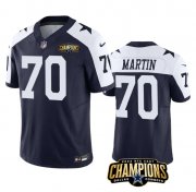 Cheap Men's Dallas Cowboys #70 Zack Martin Navy White 2023 F.U.S.E. NFC East Champions Patch Football Stitched Jersey